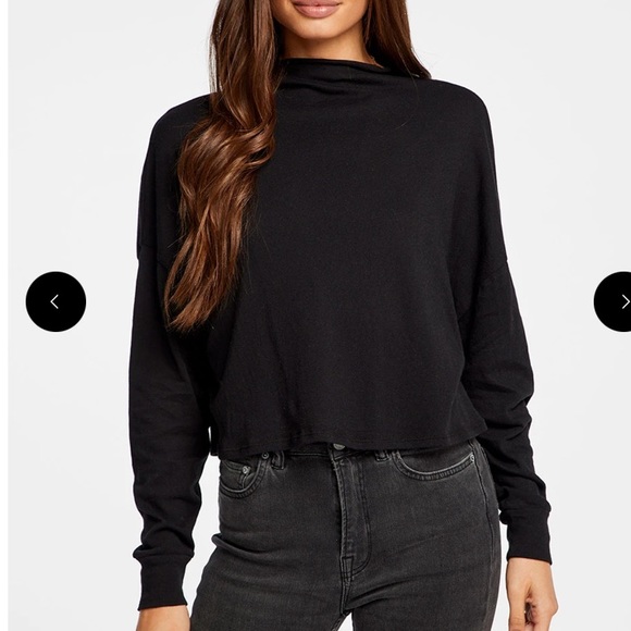 Funnel Neck Drop Shoulder Tee - Picture 2 of 6